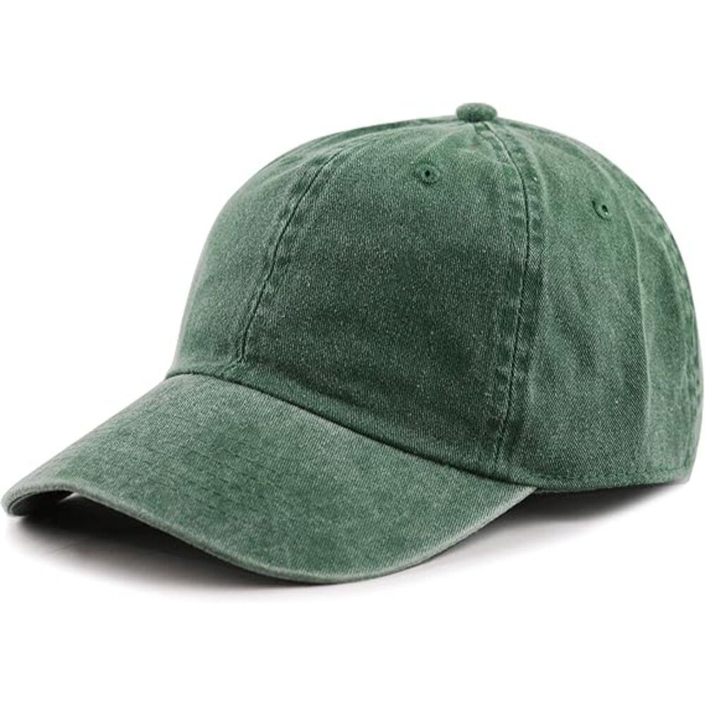 Unisex Green 100% Cotton Pigment Adjustable Size Classic Baseball Six Panel Cap